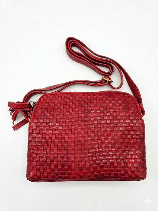 CARTERA ROJA DE TRES COMPARTIMIENTOS