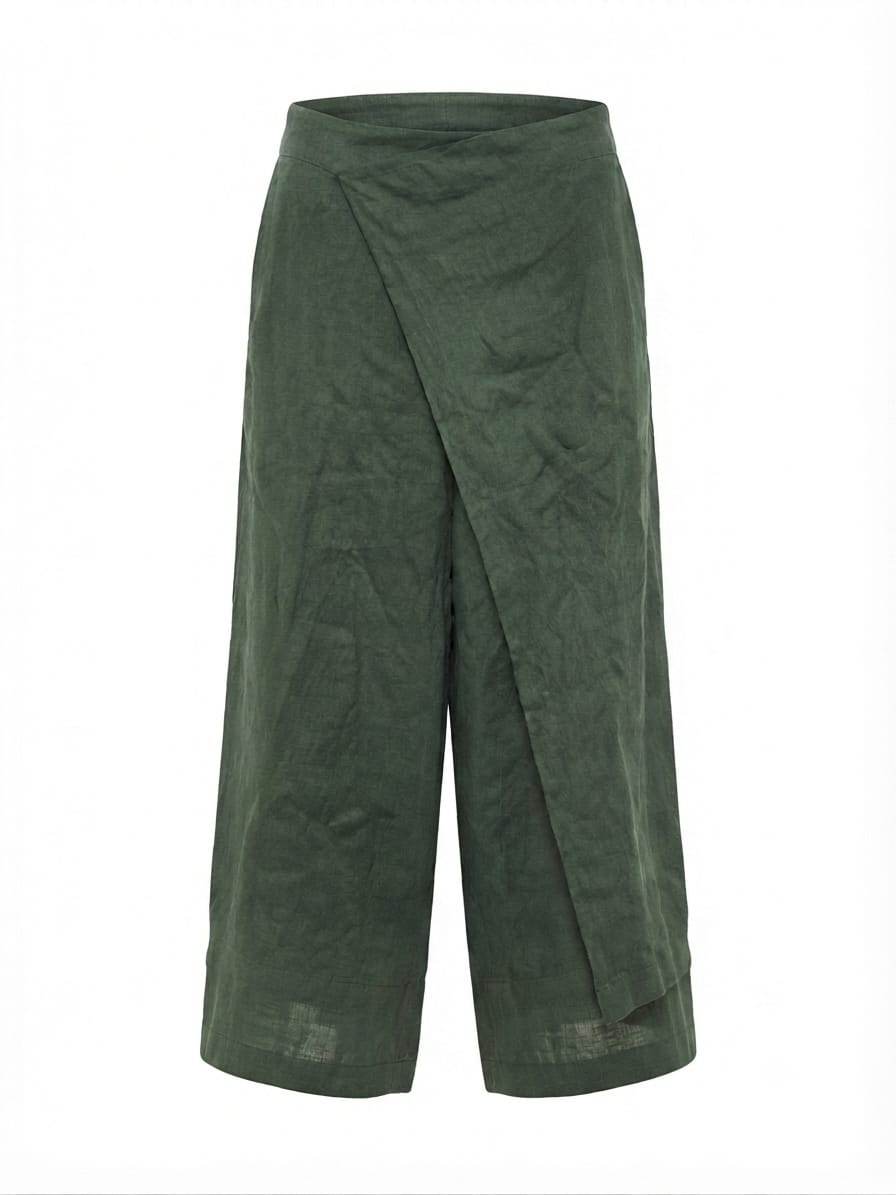 PANTALÓN LINO VERDE OSCURO