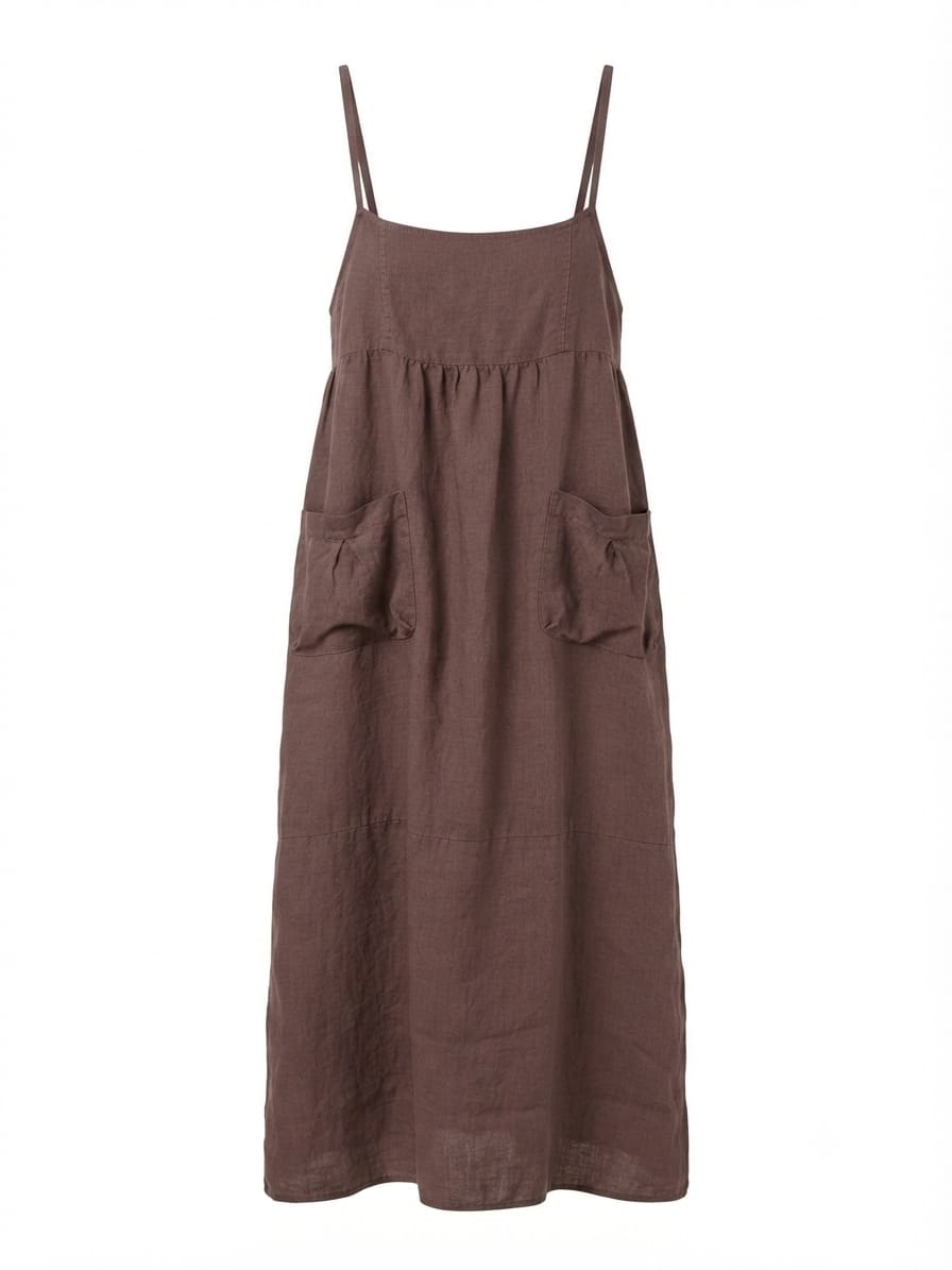 VESTIDO CAFÉ LINO