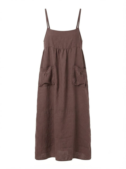 VESTIDO CAFÉ LINO