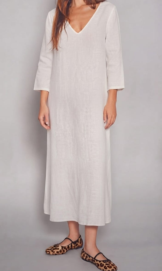 VESTIDO LINO MANGAS 3/4