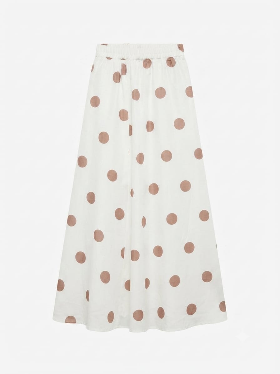 FALDA BLANCA CON PUNTOS CAFÉ