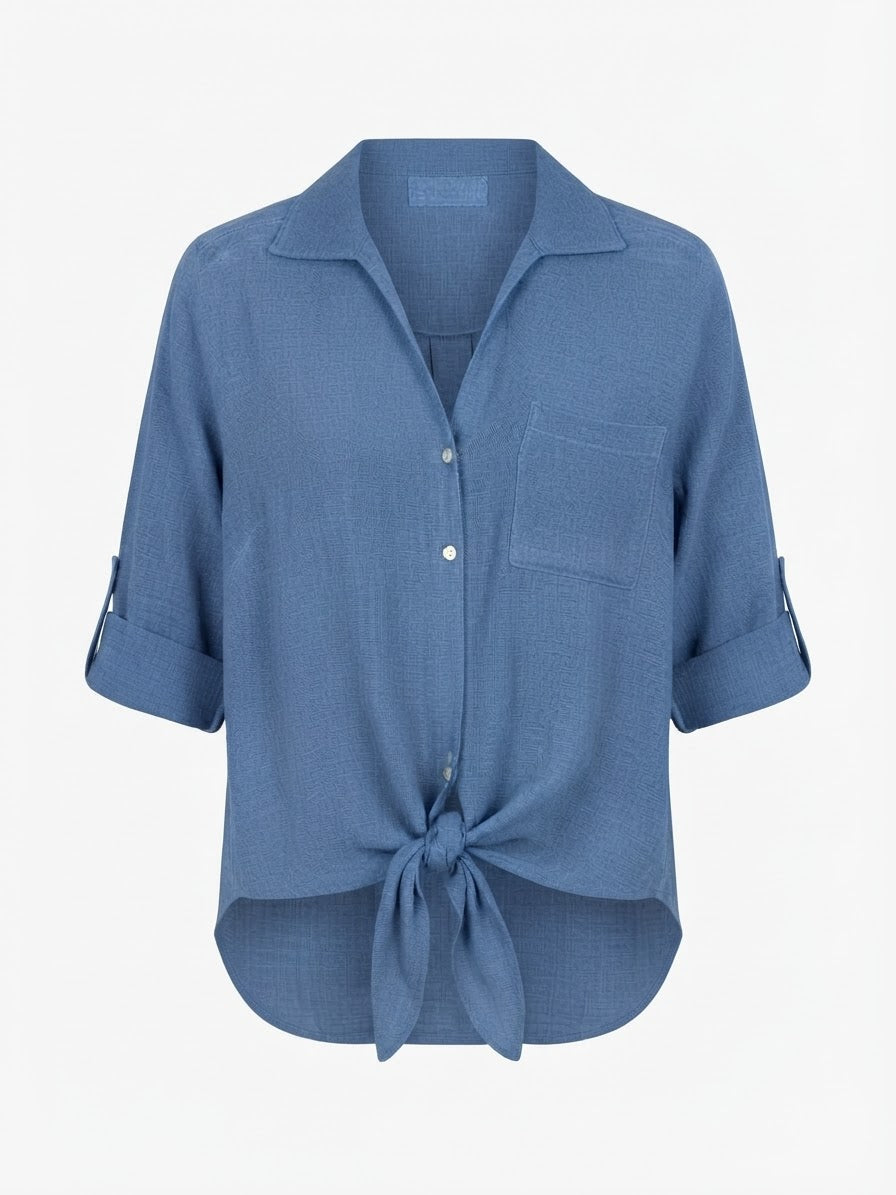 BLUSA AZUL CON BOTONES
