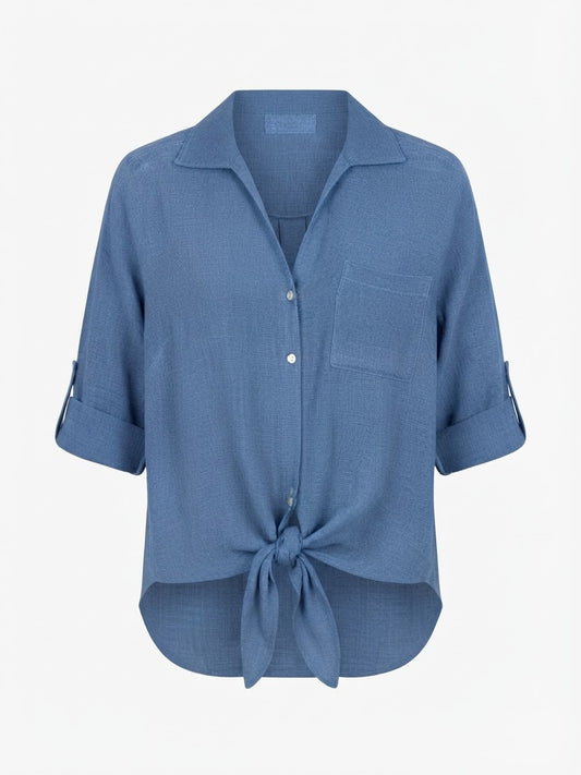BLUSA AZUL CON BOTONES