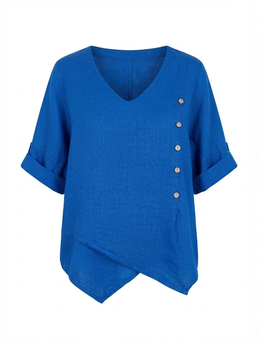 BLUSA AZUL ASIMÉTRICA