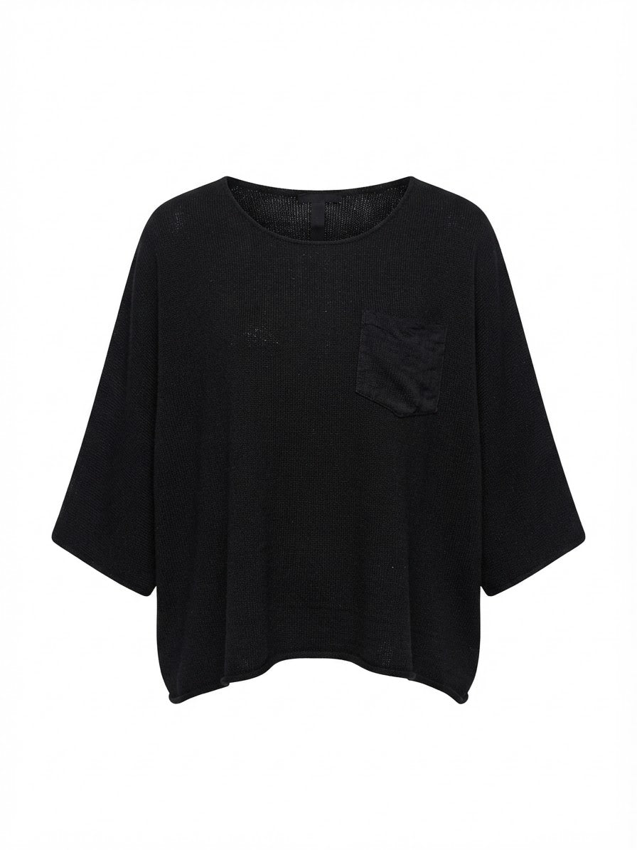 BLUSA NEGRA ALGODÓN Y LINO