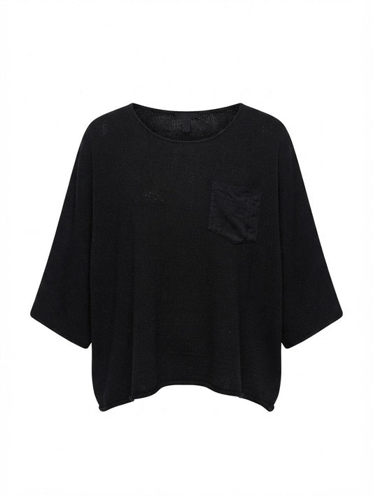 BLUSA NEGRA ALGODÓN Y LINO