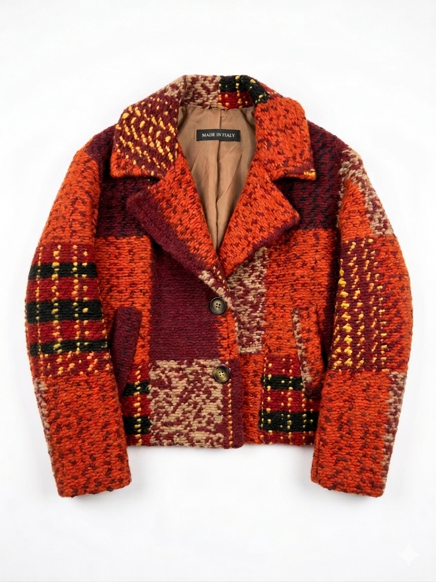 CHAQUETA DE LANA PATCHWORK