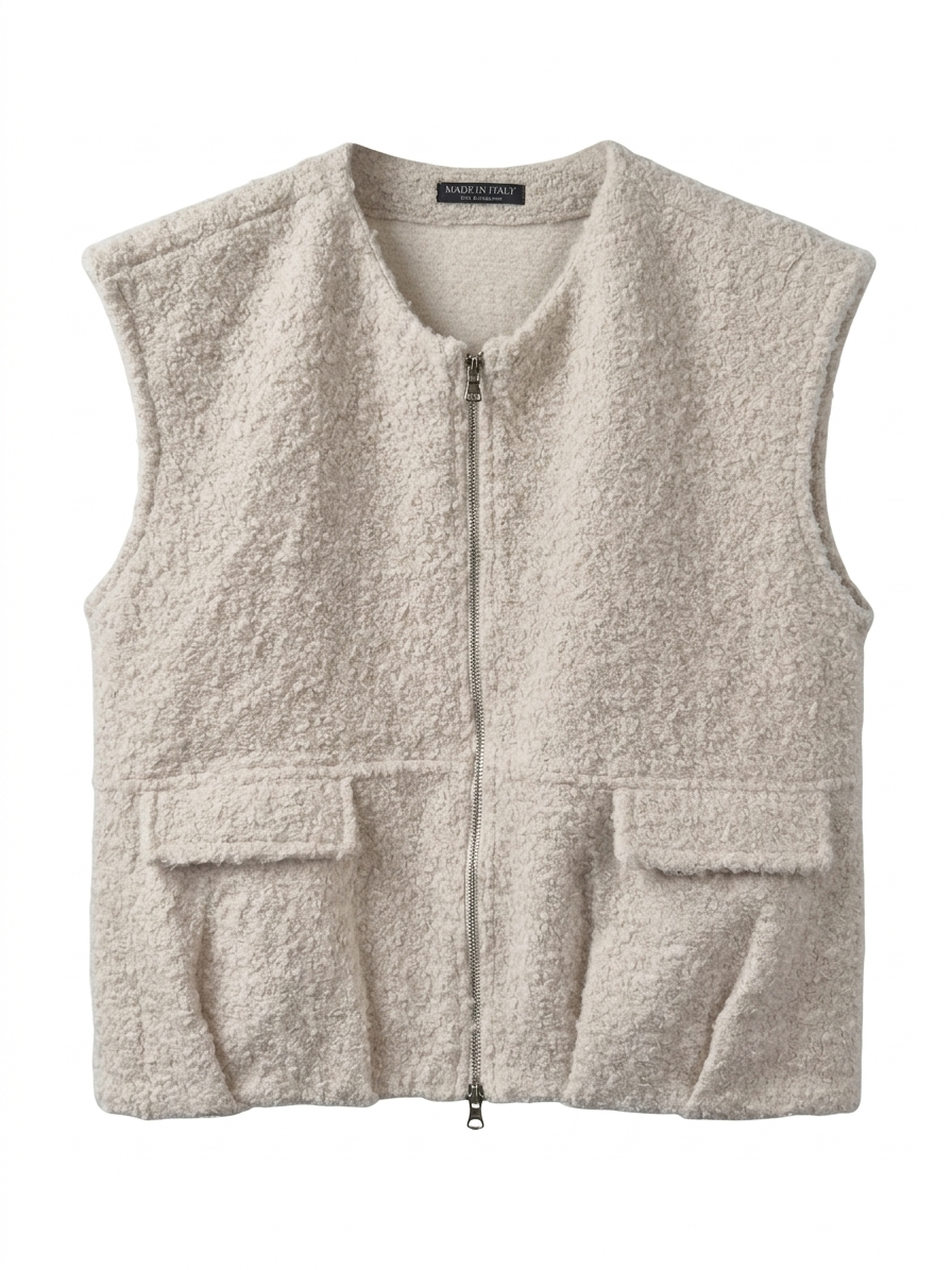 CHAQUETA RIZADA SIN MANGAS