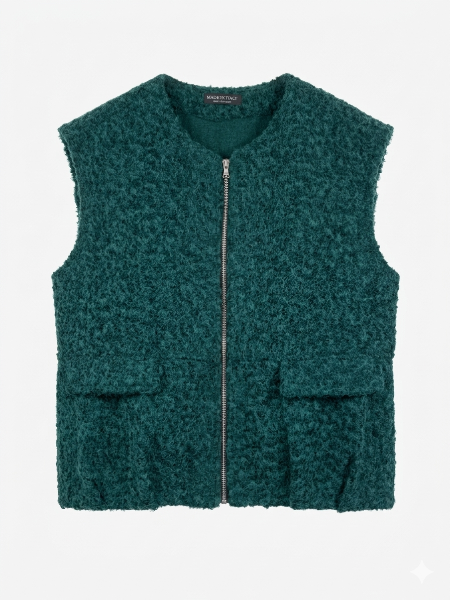 CHAQUETA RIZADA SIN MANGAS