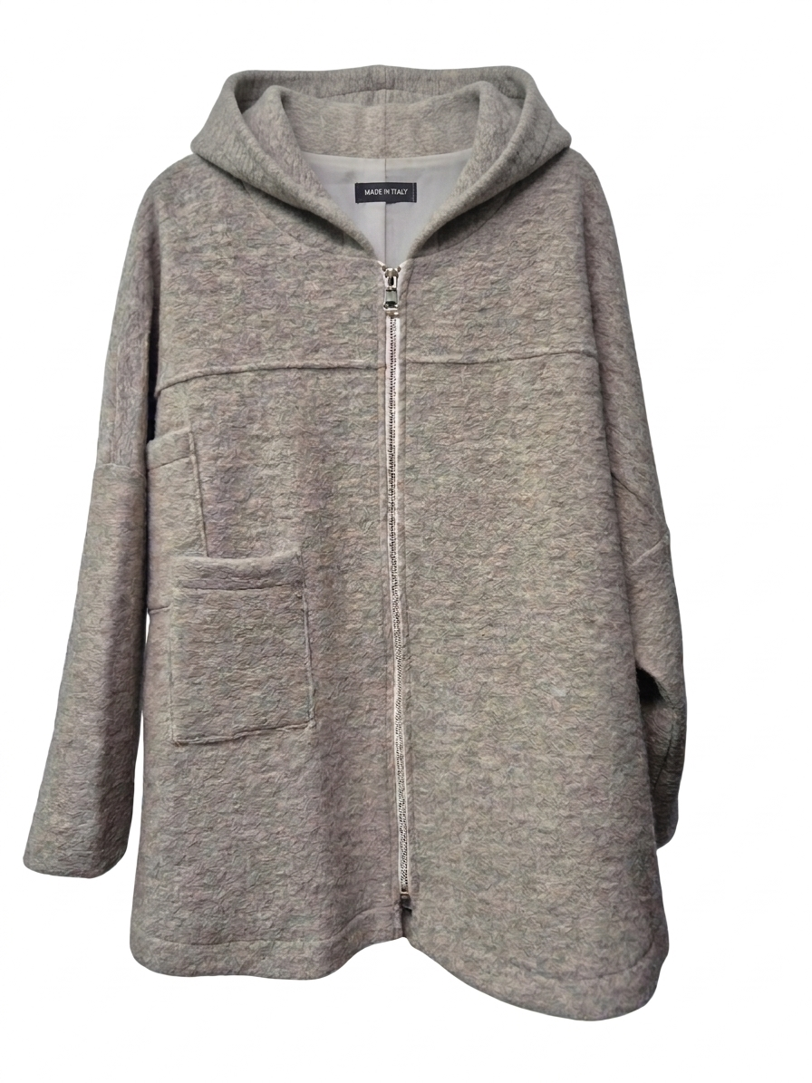 CHAQUETA OVERSIZE DE LANA CON CAPUCHA