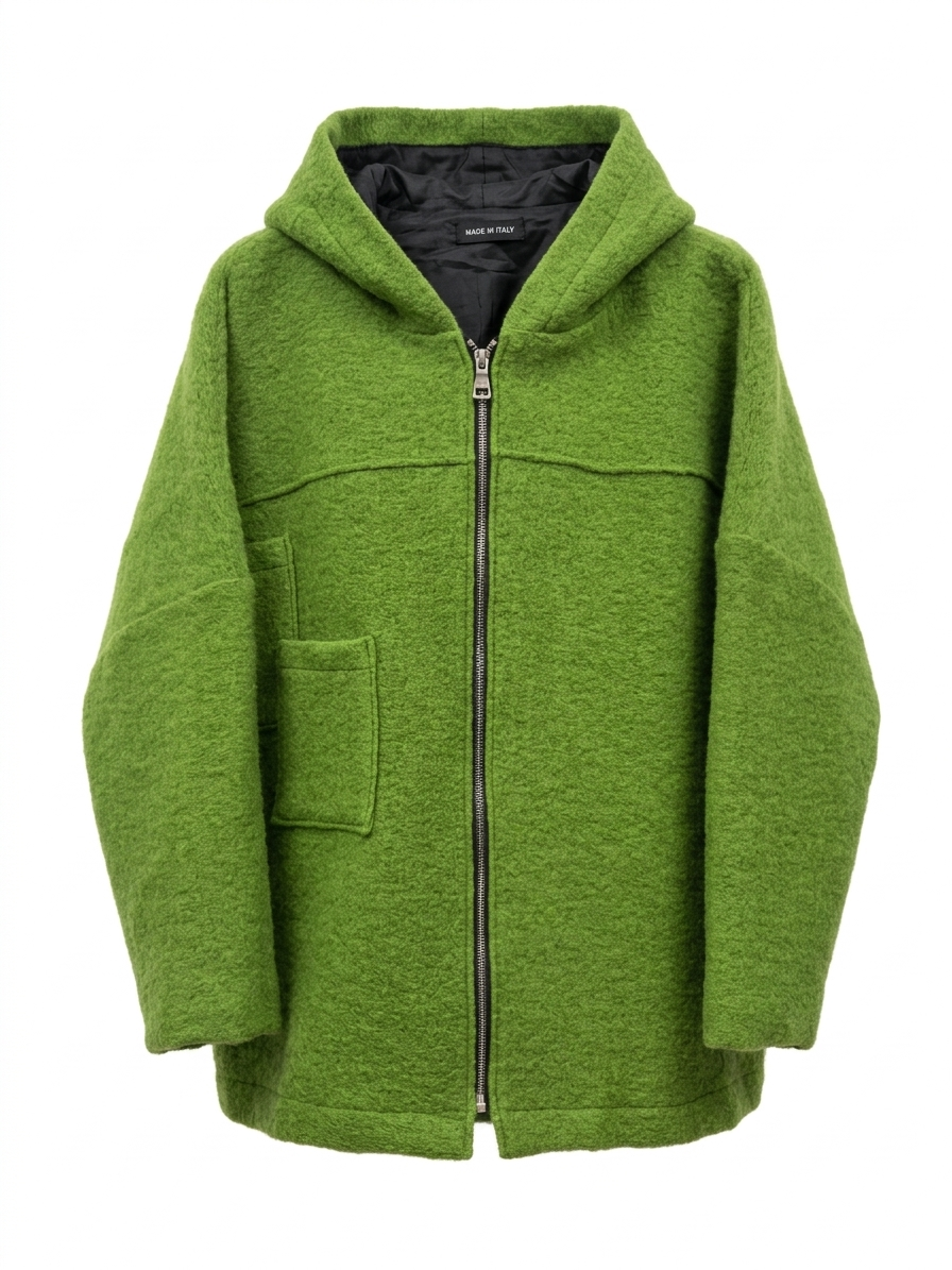 CHAQUETA OVERSIZE DE LANA CON CAPUCHA