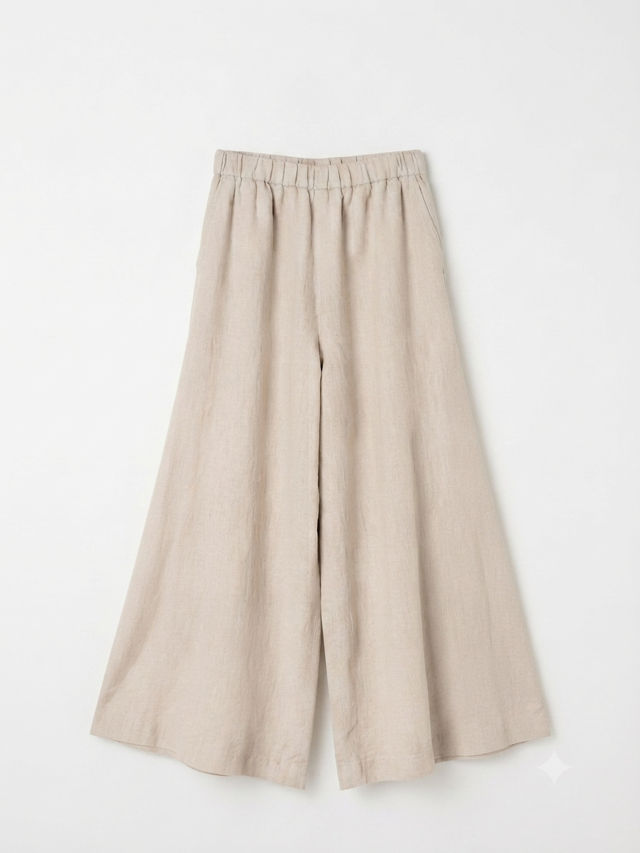 PANTALON BEIGE LINO ESTILO PALAZZO