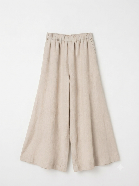 PANTALON BEIGE LINO ESTILO PALAZZO