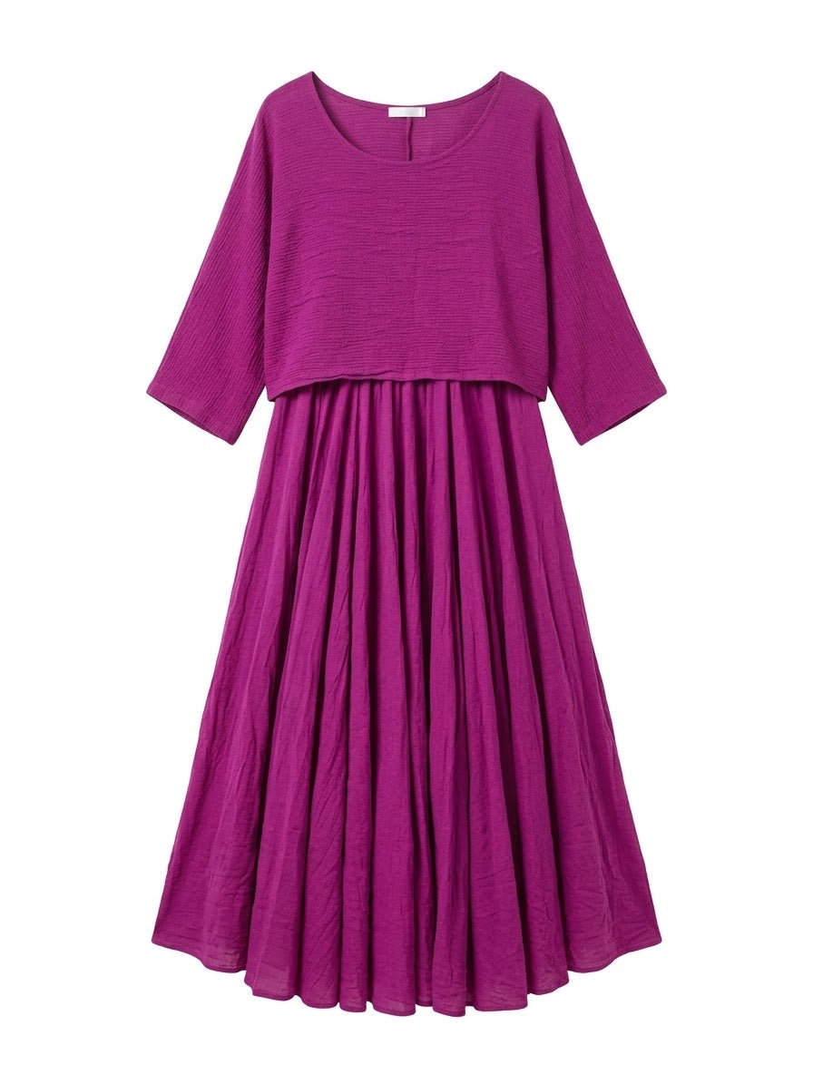 VESTIDO MAGENTA ALGODÓN